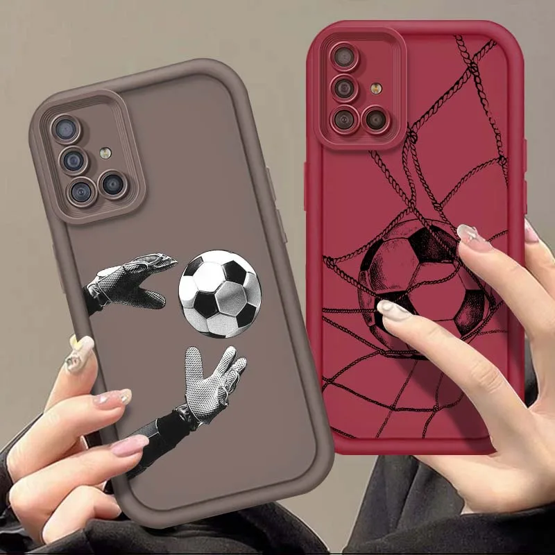 

Football Art Creative Hot Phone Case For Samsung A71 A52 A51 A34 A33 A22 A16 A15 A13 A04 A06 Note 20 Ultra 5G Eye Ladder