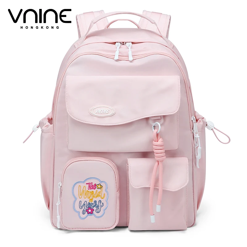 

V.NINE Women Backpack Pink Backpacks for College Students Preppy Style 13 3 inch Laptop Back Pack Bag Black Multiple Pockets