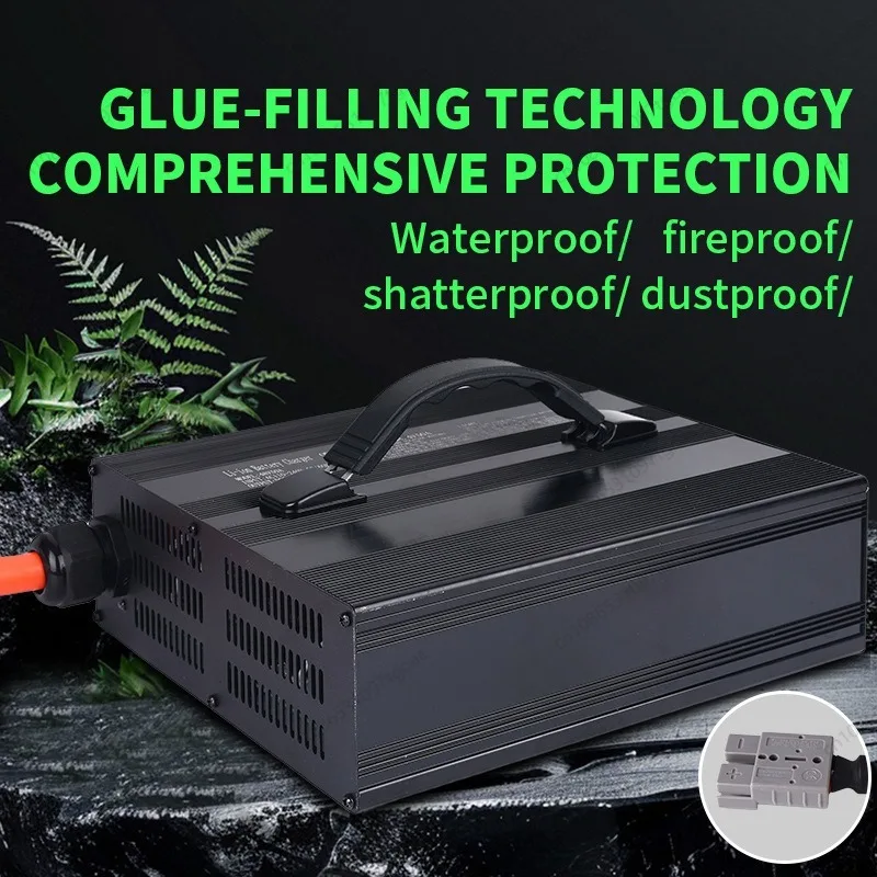 58.4V 50A Lithium Battery Charger Smart Waterproof Universal Charger for Forklifts & Sightseeing Buses