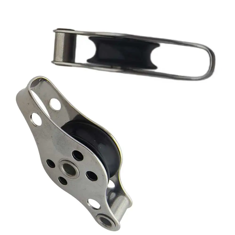 

1pcs 2pcs 4pcs 316 Stainless Stee 1/4" Marine boat Stainless Steel Rope Pulley with Becket Nylon Sheave Sailing Kayak Pulley