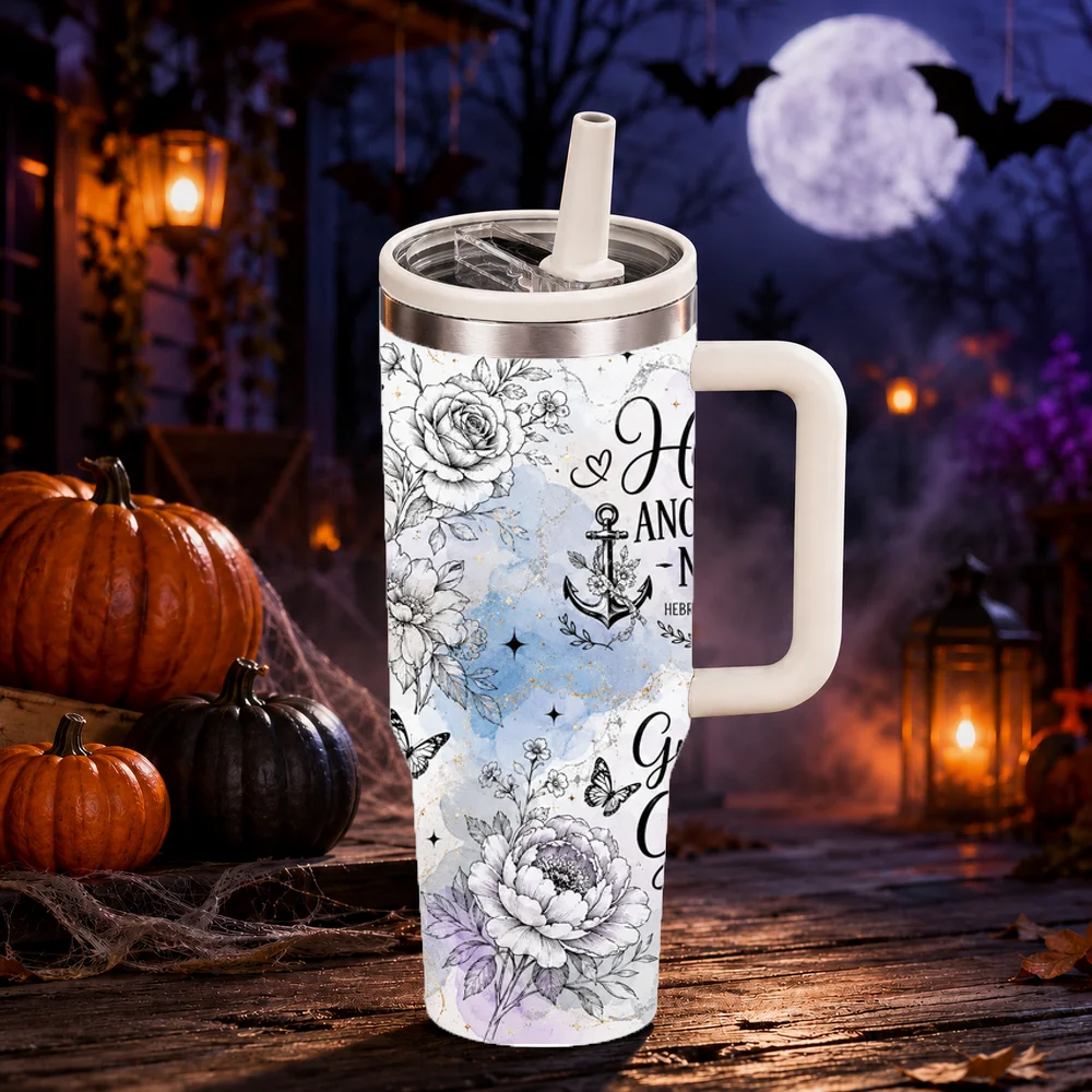 Christian Faith Vacuum Flasks 40oz Large Capacity Stainless Steel Tumbler with Handle Straw Lid Insulated Travel Mug Cup