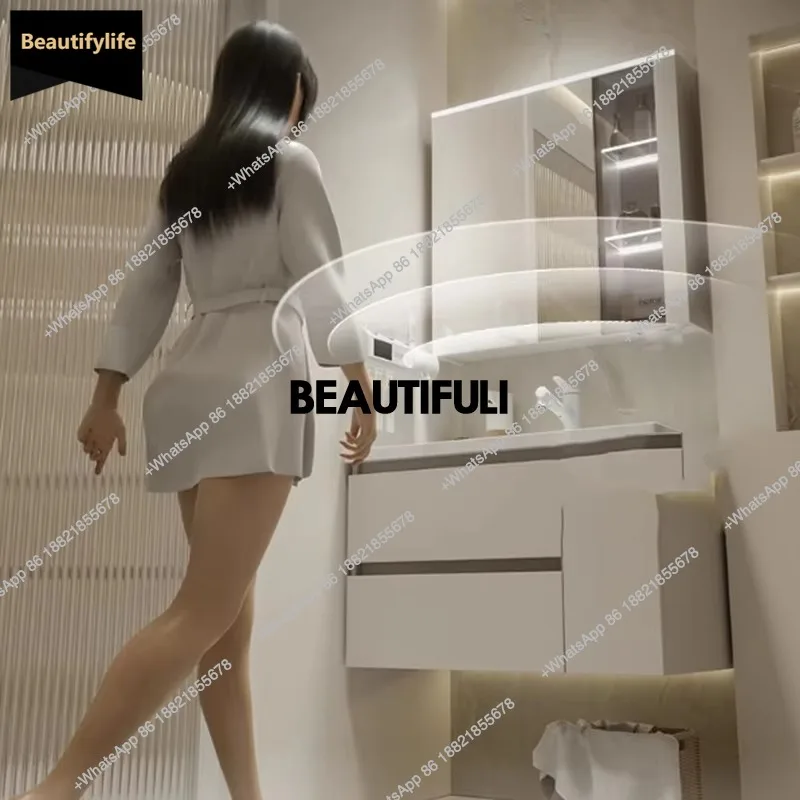 B567 Wall Mounted Bathroom Cabinet Space Saver White Makeup Drawers Bathroom Vanity Toilet Mirror Meuble Salle De Bain Furniture