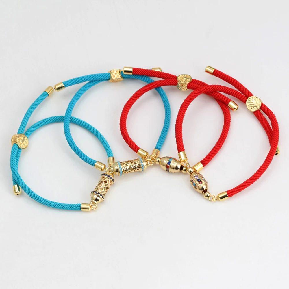 Newest Leaf Buckle Pull Rope Knotting Hollow Out Beads Tube Zircon Bracelet Rope Fashion Bangle Jewelry Party Summer Beach Gift image 5