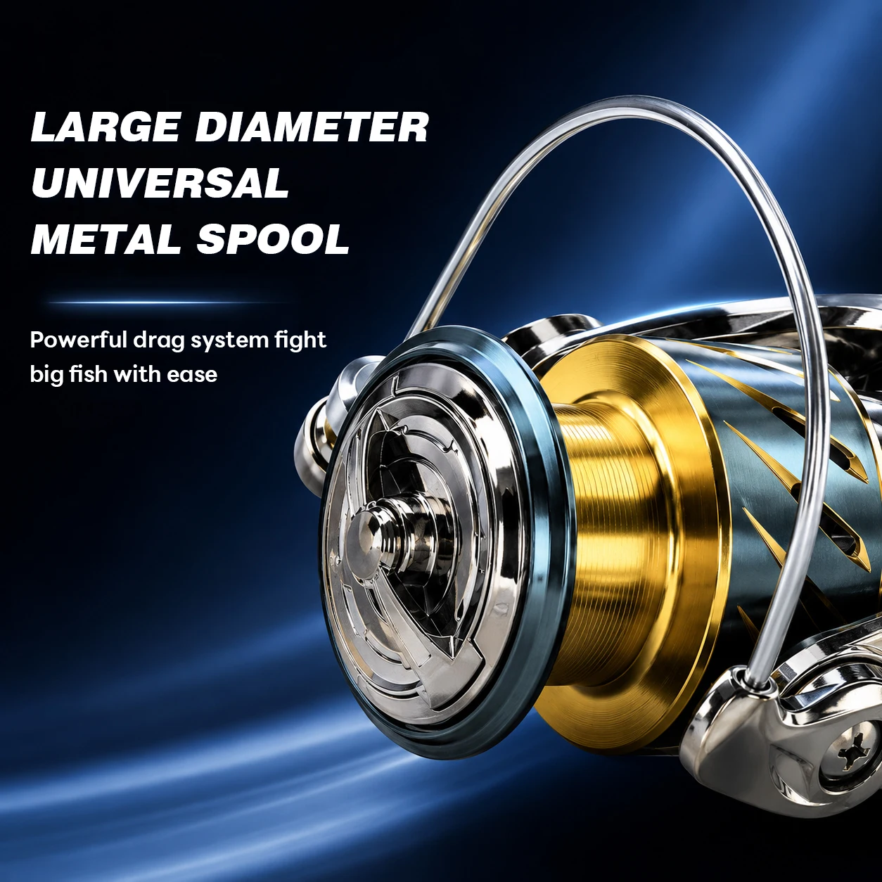 ANATONO Angelrolle mit Metallgehäuse, Übersetzungsverhältnis 5,2:1, maximale Bremskraft 18 kg, geeignet für Süß- und Salzwasser – Detail 2