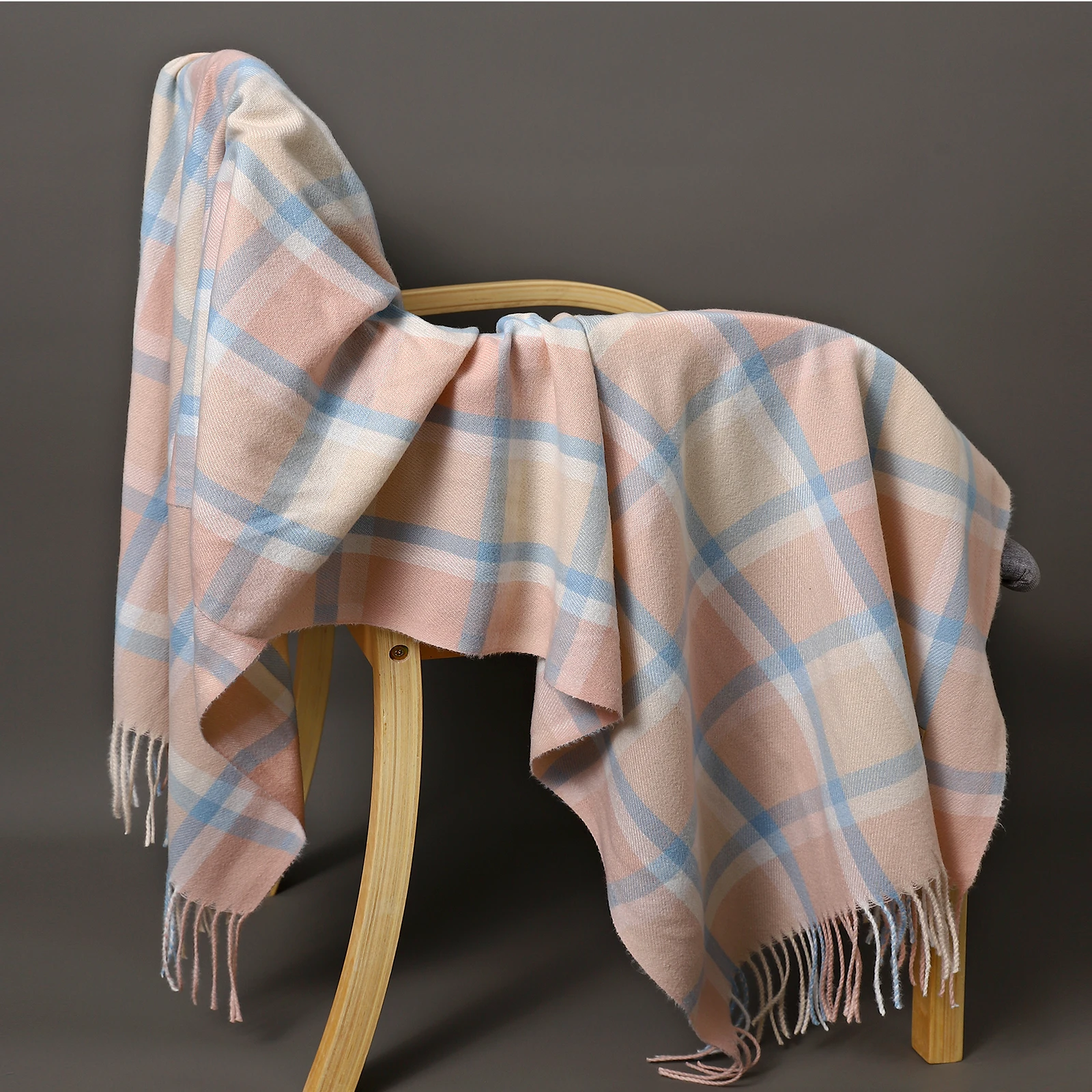 Winter Cashmere Plaid Scarf Autumn Men's Thick Wrap Scarves Female Warm Blanket Foulard Shawls Luxury Brand Fringe Large Bandana