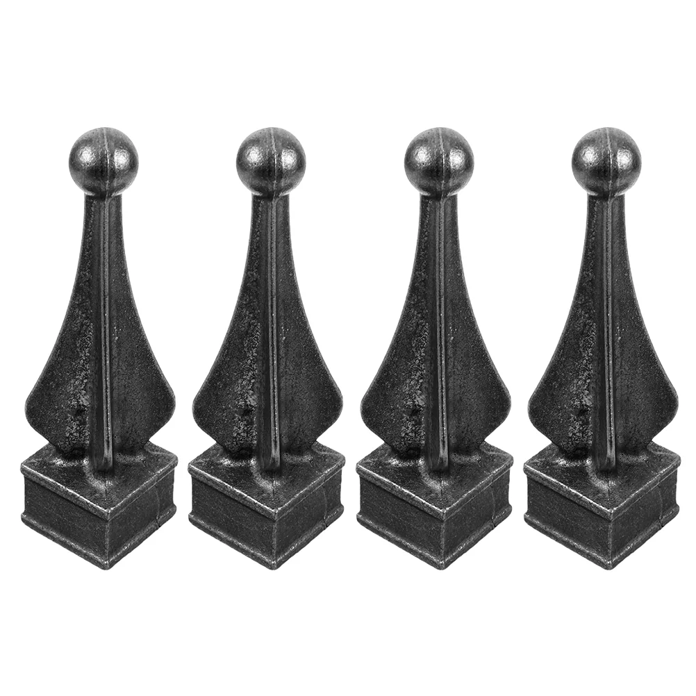 

4 Pcs Wrought Iron Guardrail Accessories Finial Post Tops Decorative Fence Toppers Gate Finials Metal Flagpole Ornament Deck