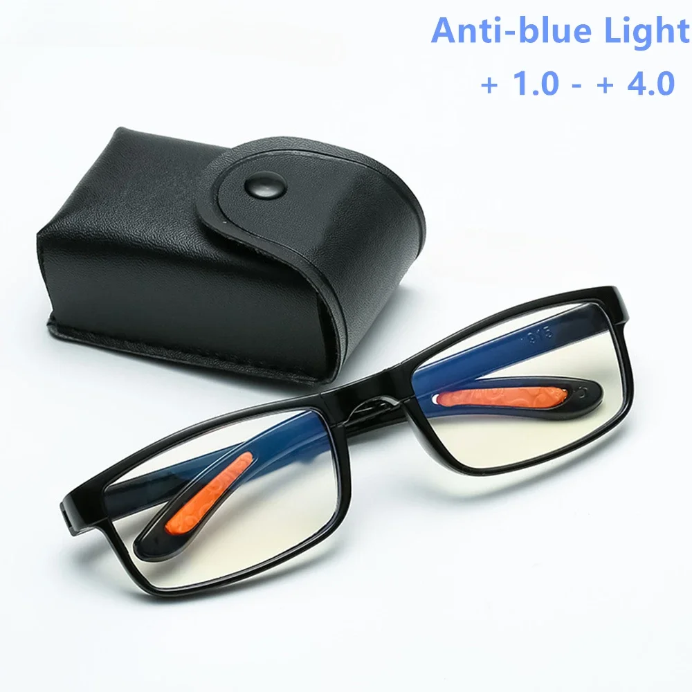 Очки Folding Reading Glasses Diopter +1.0 To 4.0 Anti-blue Light Presbyopia Eyeglasses Portable Case Men Women TR90 Eyewear