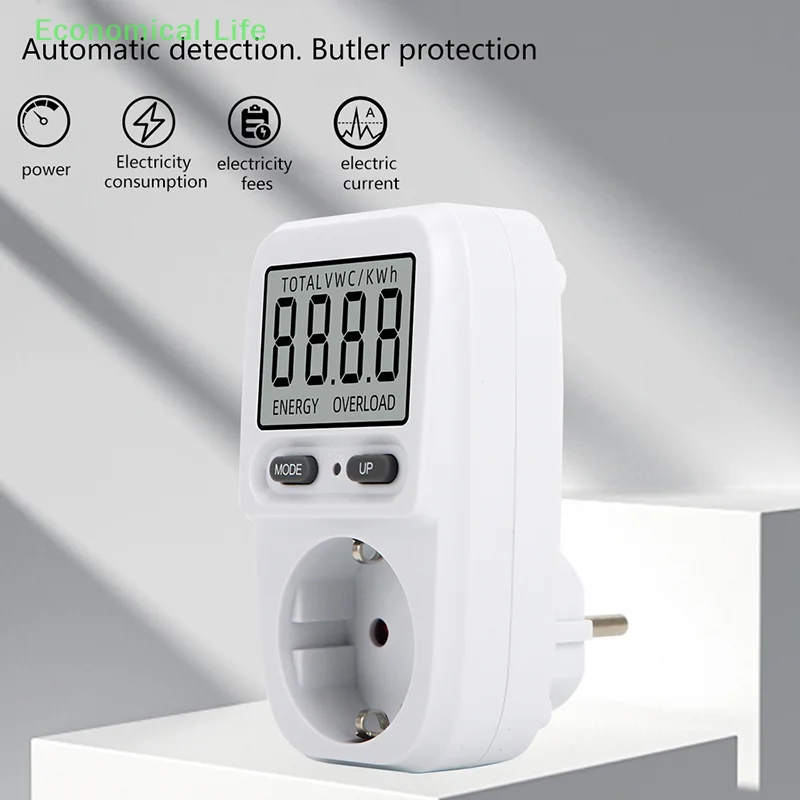 220V Electricity Power Meter Wattmeter LCD Energy Meter Socket Electric Tester Measuring Outlet Power Analyzer EU