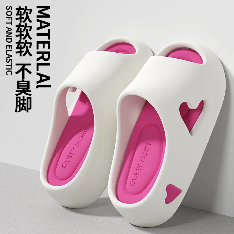 2024 Fashion Women\'s Home Slippers Sandals Beach Slides Solid Color Non-slip Thick Shower Shoes for Summer Slippers