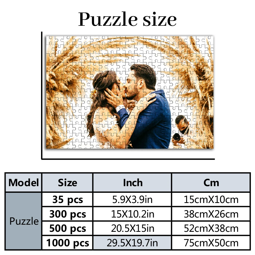 35/300/500pcs  kiss Customized Photo Custom DIY Personalised Photo Portrait Puzzles Customizable Photo For Kids Toy Handmade