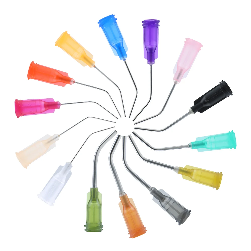 30pcs Ujung Dispenser Bengkok 14G-27G Ujung Tumpul Industri dengan Luer Lock Jarum Lem 1 Inci untuk Mengisi E-liquid, Tinta dan Jarum Suntik