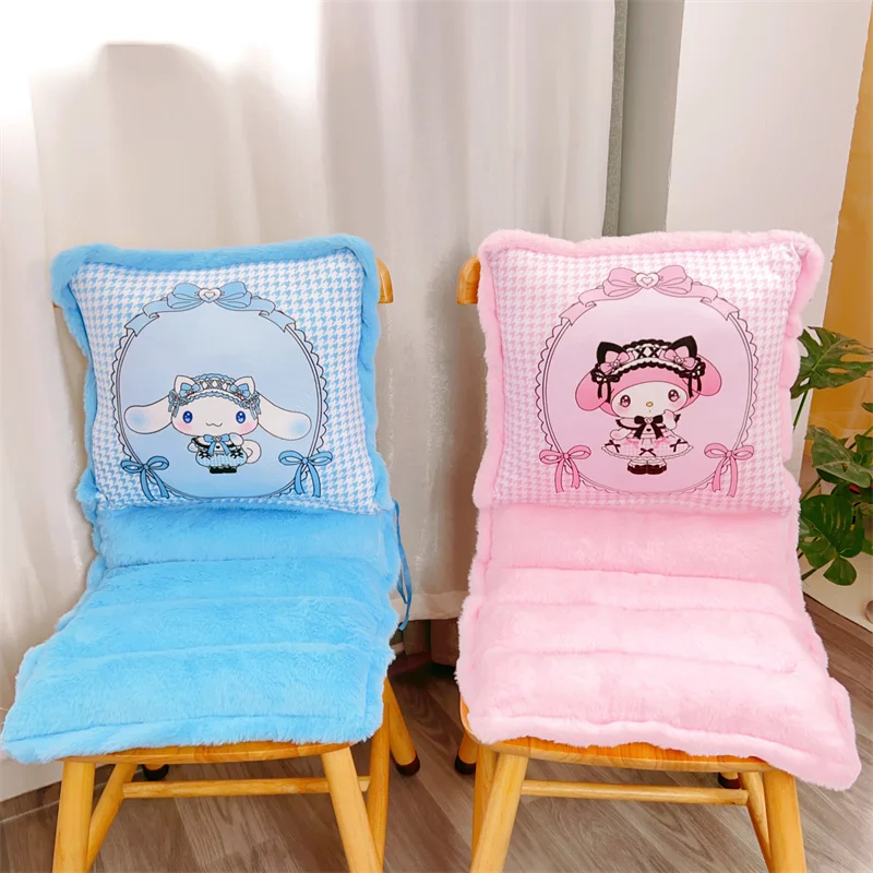 Sanrio Plush Seat Cushion Kuromi My Melody Hello Kitty Cinnamoroll Sitting Cushion Plush Back Cushion Warm Winter Chair Gift