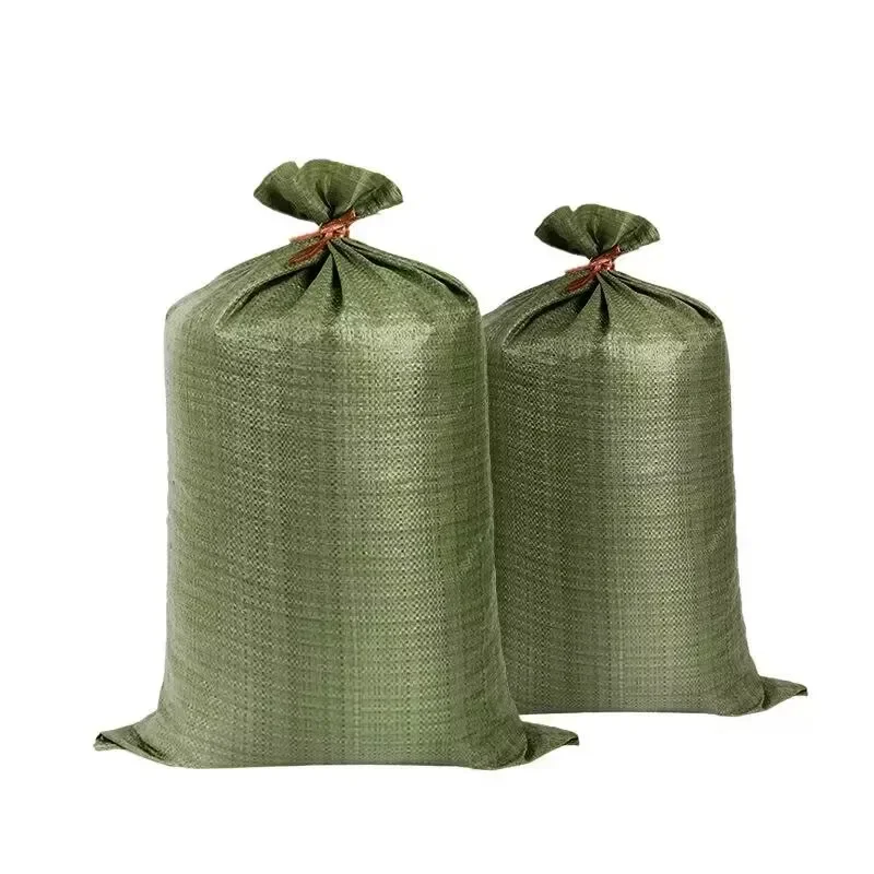 5PCS Green Woven Bag Moving Logistics Packing Bag Construction Garbage Snake Leather Sack Big Polypropylene Sand Bags