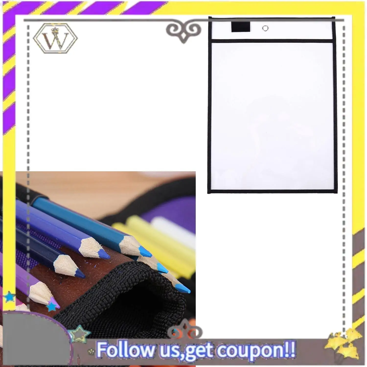 مجموعة أقلام تلوين AU33-50 قطعة، أقلام تلوين فنية مع 30 عبوة من مادة PVC الشفافة المخيطة وحقيبة ملفات المسح الجاف