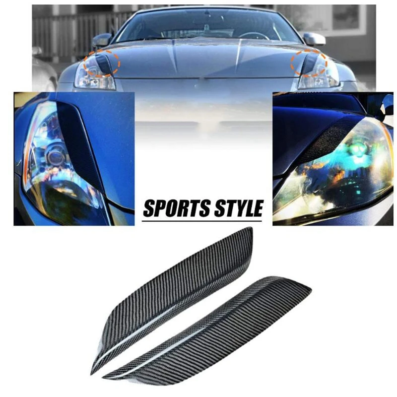 

Черные накладки на веки для фар из углеродного волокна для Nissan 350Z Fairlady Z Z33 2003-2008 гг. (2 шт. в упаковке) — AB36