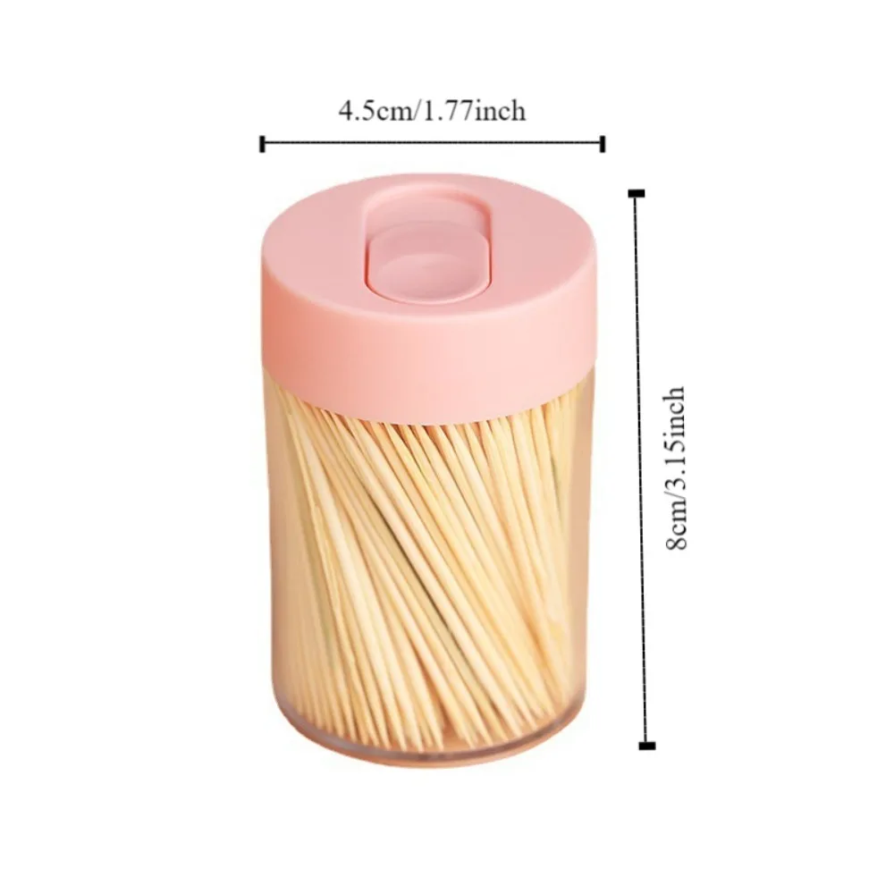 Flip Over Carbonized Bamboo Toothpick Double Head with 500 Natural Wood Toothpicks Teeth Cleaning Tool Portable Home Decoration