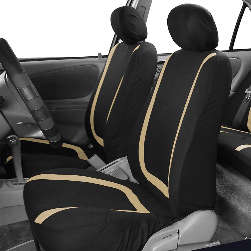 

9Pcs Car Seat Cover Universal Thickened Wear Resistant Auto Seat Protector Mat Front Interior Beige Universal Car Cushion