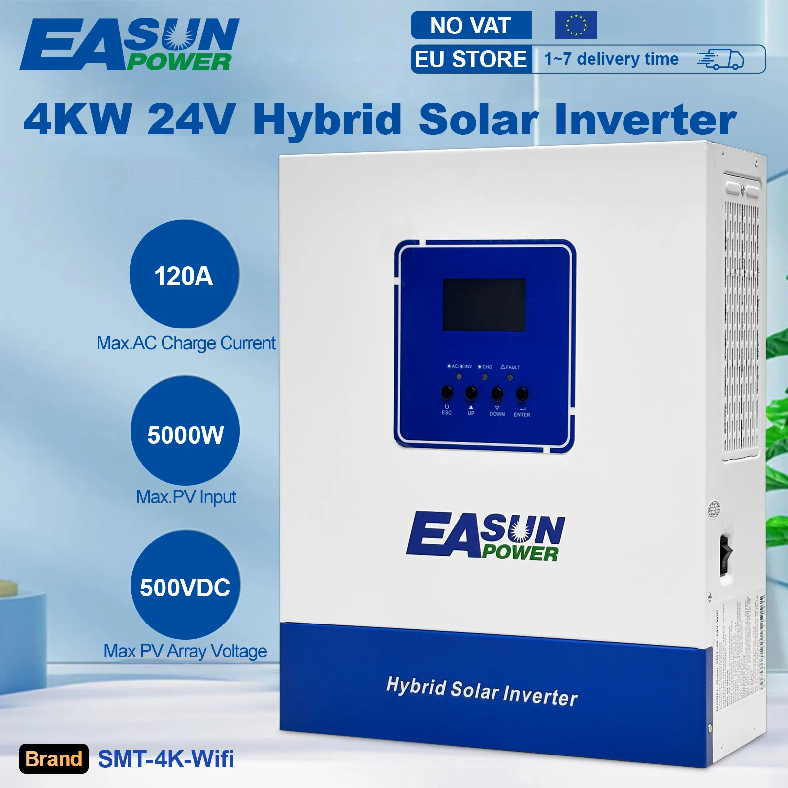 Easun 2KW 3.2KW 4KW onduleur solaire hybride 12v/24v MPPT hors réseau onde sinusoïdale Pure 100A 120A 230v 50/60hz chargeur d'inverseur solaire
