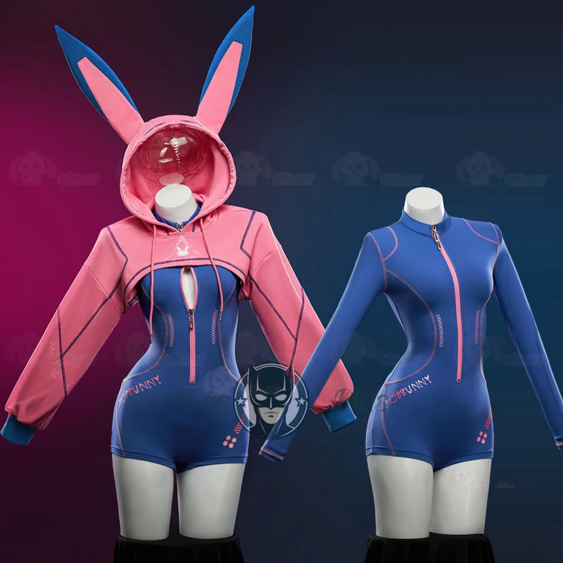 

GameOverwatch D.Va OW Cosplay Costume Halloween Bunny Girl pink sweet coat jumpsuit wig set women's sports and casual uniform
