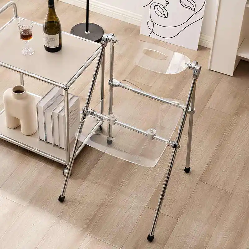 Transparent Chair Nordic Folding Chair Ins Net Red Dining Chair Home Back Modern Simple Acrylic Makeup Stools