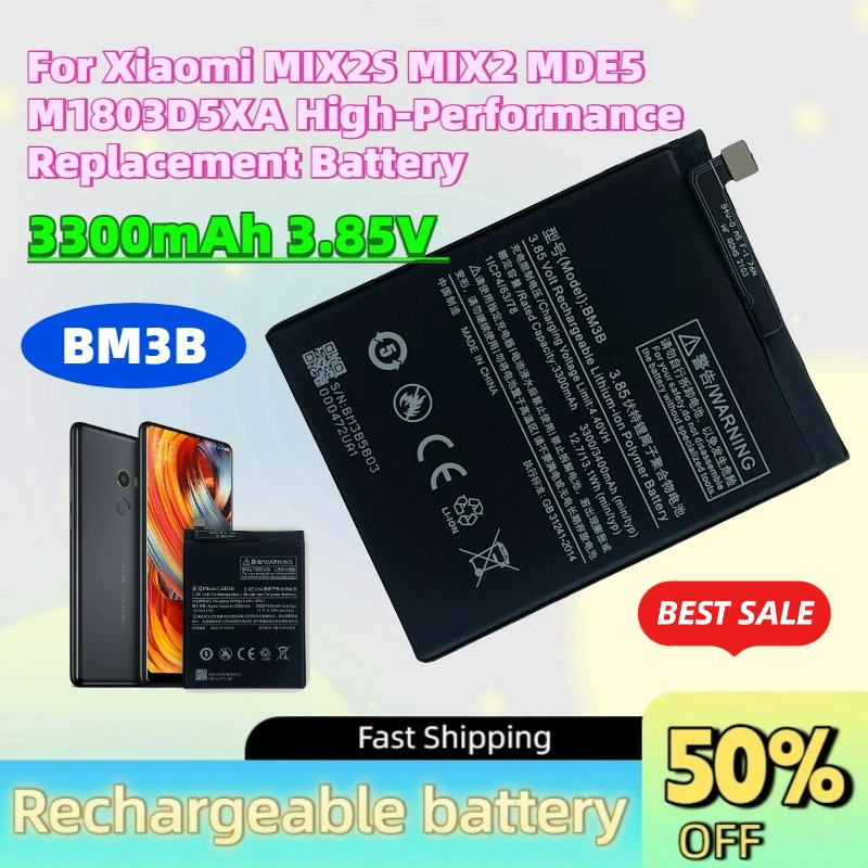 Fast Shipping New BM3B 3300mAh 3.85V Phone Battery for Xiaomi MIX2S MIX2 MDE5 M1803D5XA High-Performance Replacement Battery