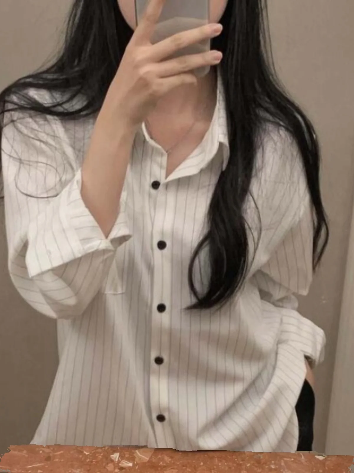 

Корейский повседневный топ в полоску с длинным рукавом, женская модная многослойная одежда свободного кроя для весеннего сезона