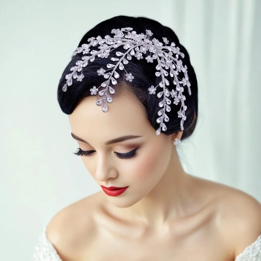 

Bridal Headpiece with Comb Rhinestone Headwear Wedding Hair Accessories Pageant Tiara Woman Hair Clip Headdress HP507