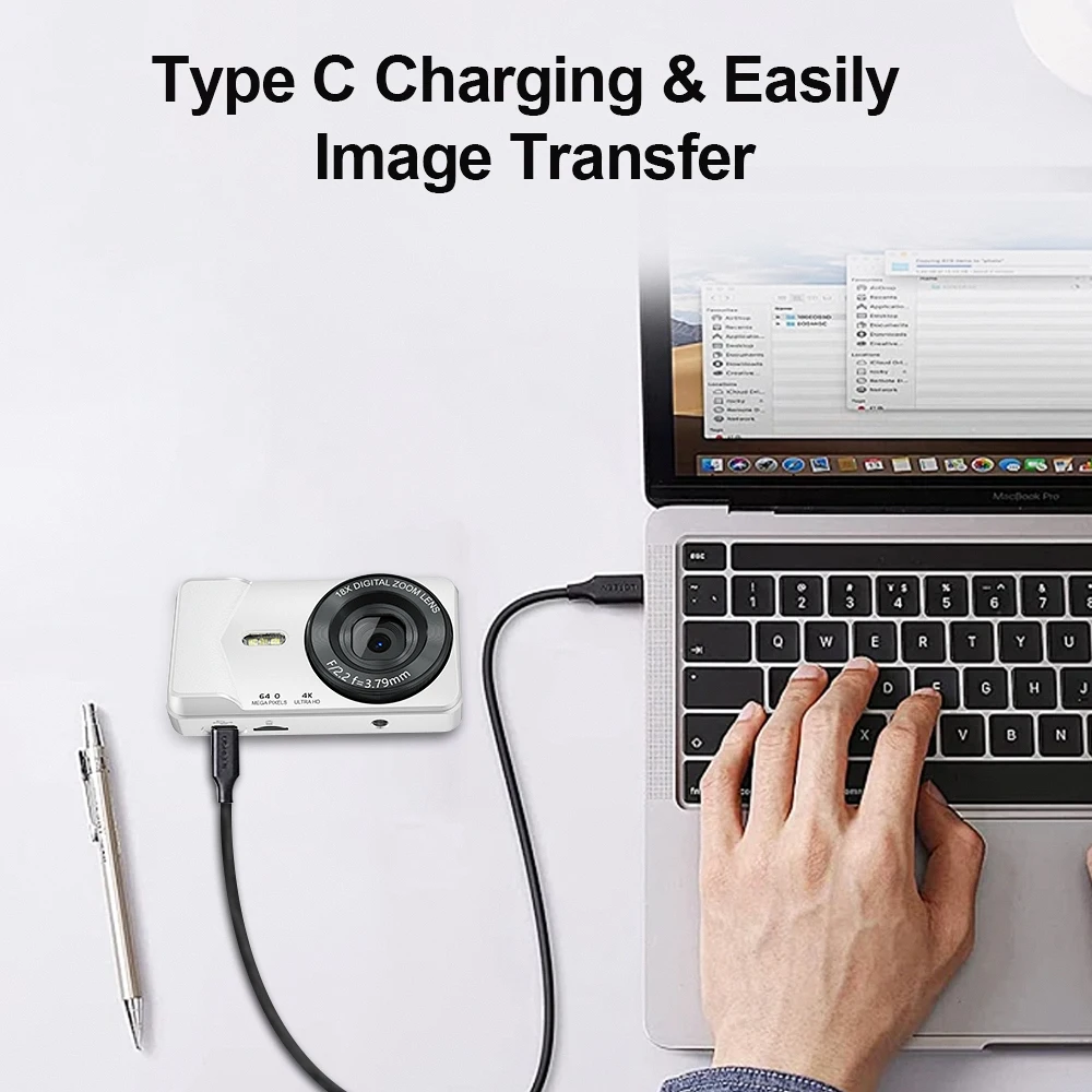 Vandlion A59 كاميرا رقمية 4K تسجيل فيديو 48MP صور 2000mAh 12H تسجيل وقت طويل OTG Type-C 2.8 بوصة شاشة LCD كاميرا