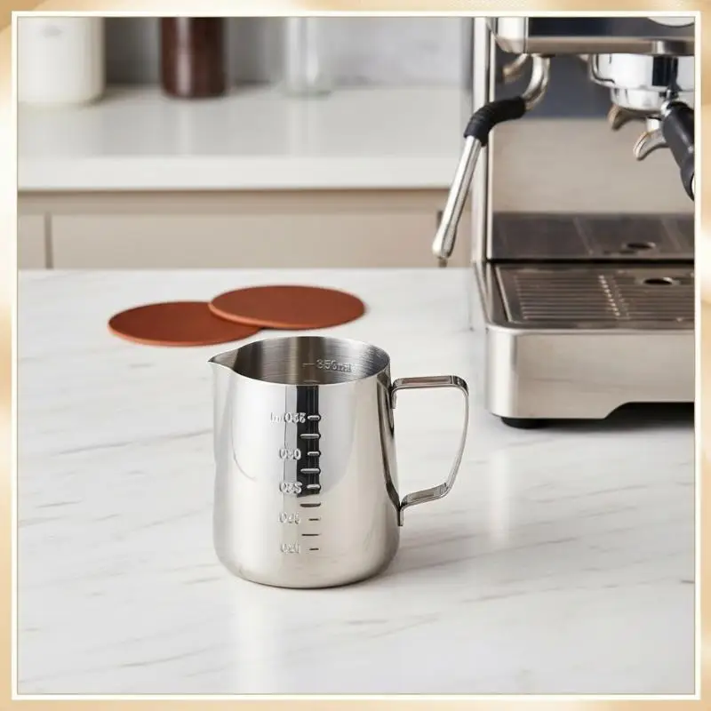 Milk Frothing Pitcher Stainless Steel 350ml 600ml 1000ml Easy Pour Jug with Measurements for Coffee Latte ExpressHot