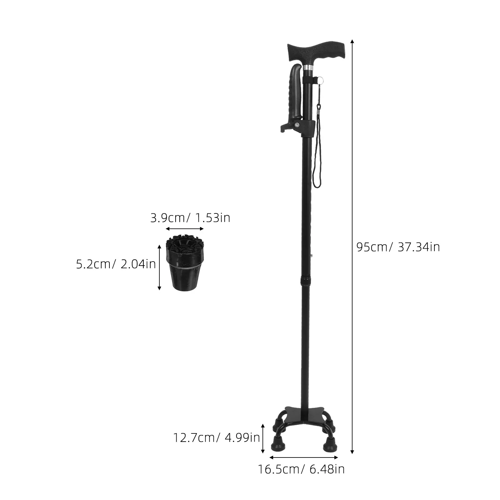 1Set Adjustable Foldable Walking Cane for Seniors Lightweight Telescopic Elderly Walking Stick Portable Anti-Slip Base
