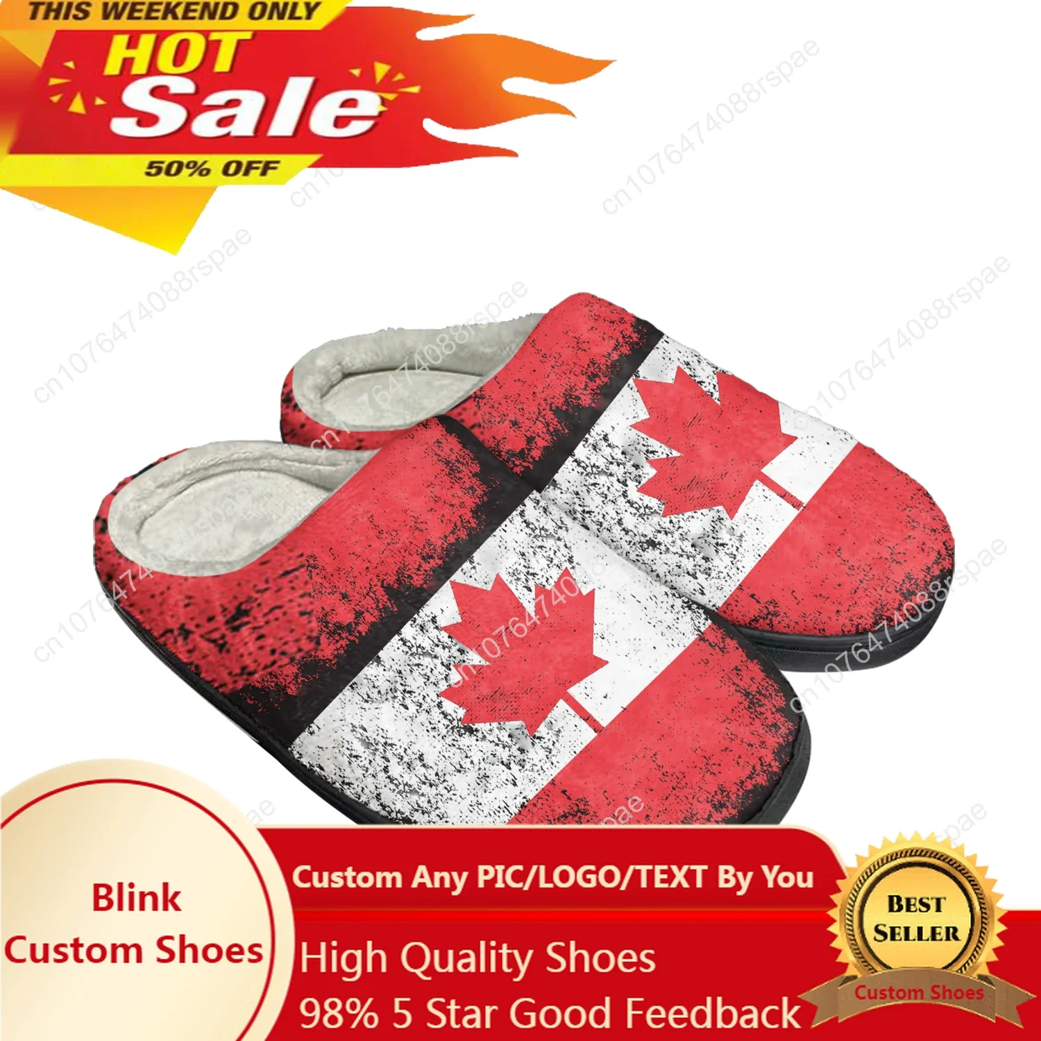 

Canadian Flag Home Cotton Custom Slippers Mens Womens Sandals Canada Plush Bedroom Casual Keep Warm Shoes Thermal Slipper