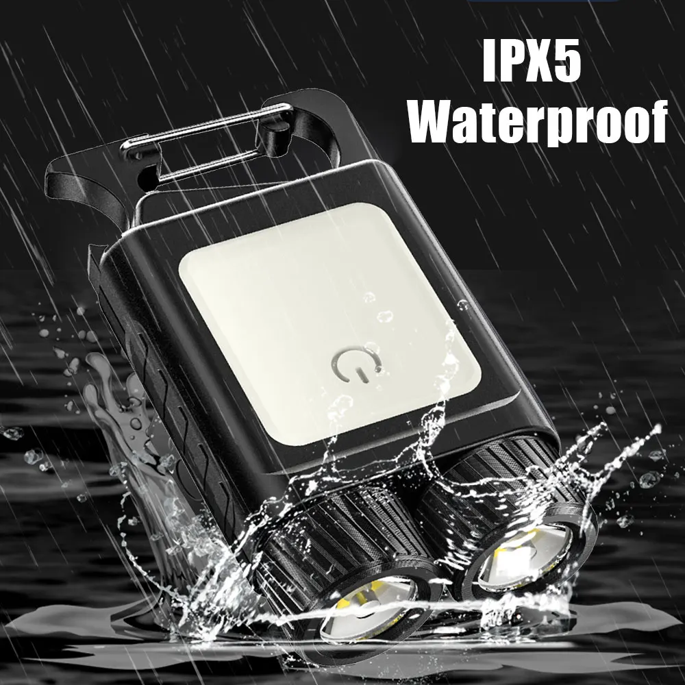 Mini Double Headed Key Light COB LED Flashlight Wrench Small Bottle Opener Waterproof Keychain Work Light Outdoor Emergency Lamp