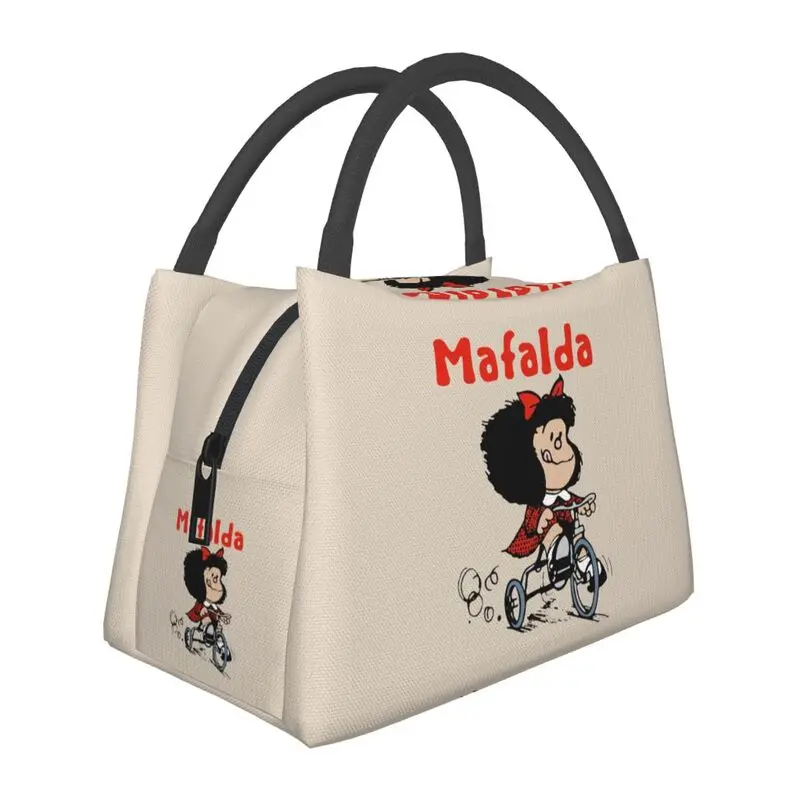 

Пользовательские велосипедные 3-колесные сумки для обеда Mafalda для мужчин и женщин, термохолодильник, изолированный ланч-бокс для офисных путешествий