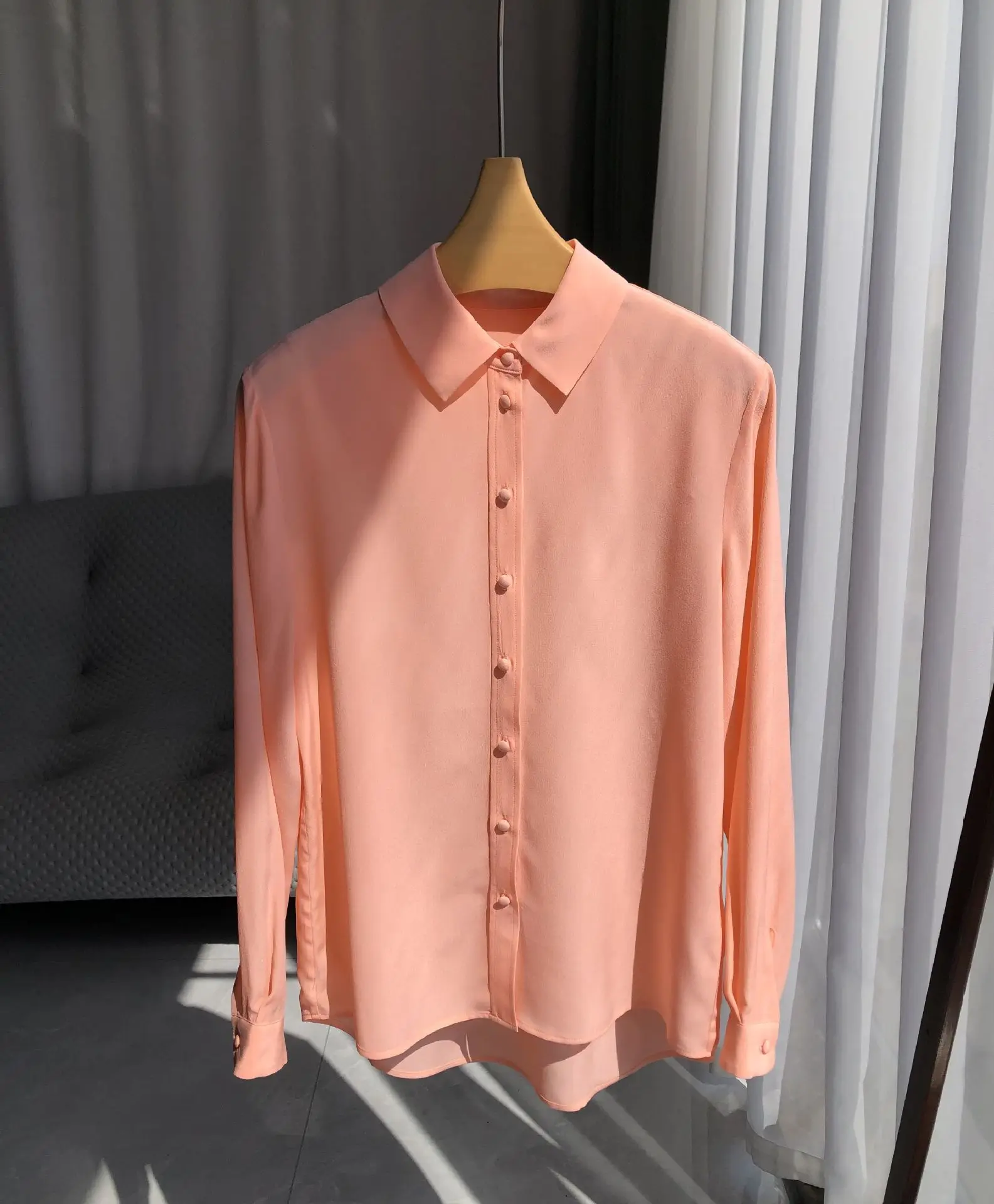 Women Long Sleeve Mulberry Silk White Shirt Business Casual Tops Vintage Blouse Button Up Satin Silk Shirt Female Street Shirts