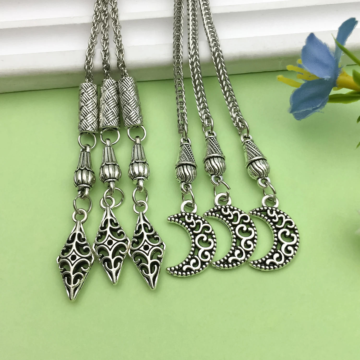 5pcs Alloy Metal Tassel Design Charms Beads Pendants For DIY Prayer Beads Bracelet Necklace Jewelry Making Accessories