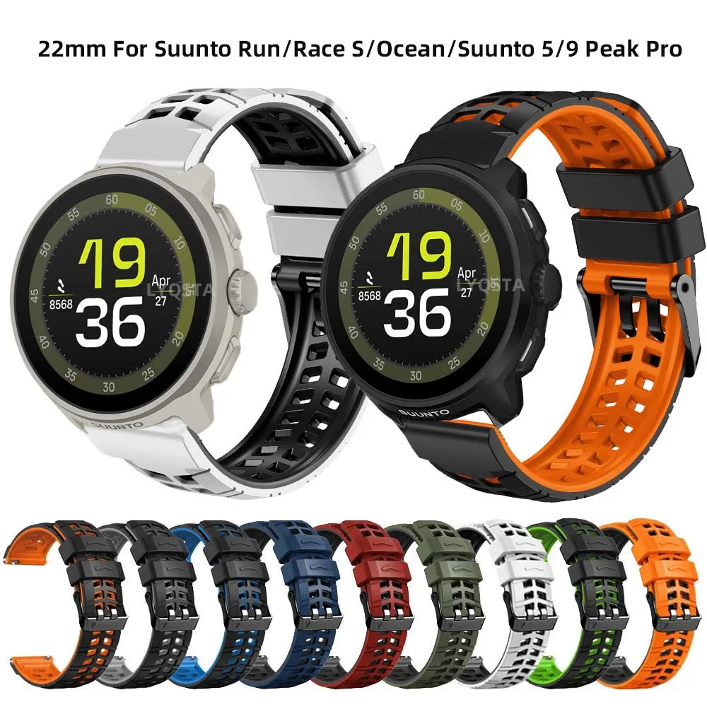 Correa de silicona de 22mm para Suunto Run/RACE S/Ocean/pulsera Vertical para Suunto 5 Peak, accesorios de pulsera de repuesto