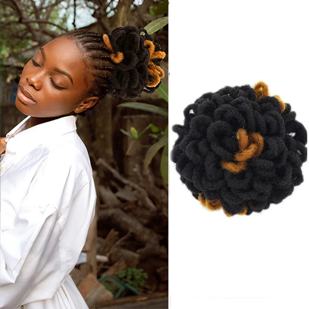 

Женский синтетический шиньон на шнурке, вьющийся дред, плетеный пучок с лепестками, искусственные локоны, легкий зажим для быстрого изменения стиля