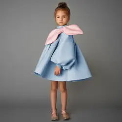 Girl Dress Vestidos Spring Autumn New Long Sleeve Bow Birthday Party Dress Evening Dress Kids Clothes Girl Show Dress Wz1328