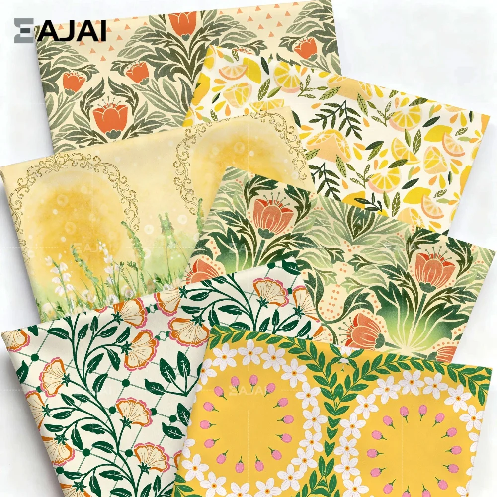

Eajai Material Yellow Flower Design 2-Way 4-Way Stretch Textile Digital Print Cotton-Like Feel For Fashion Sewing Projects