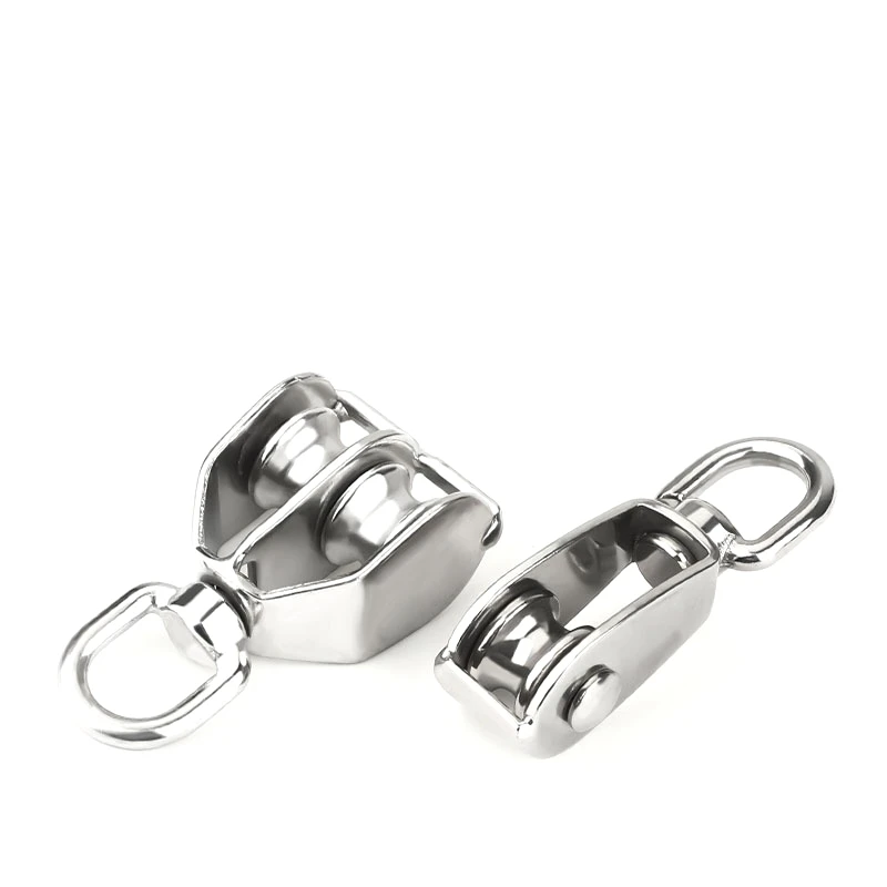 304 Stainless Steel Pulley, Steel Wire Rope U-Shaped Lifting Ring, Single and Double Wheel Lifting Pulley Hook Tools