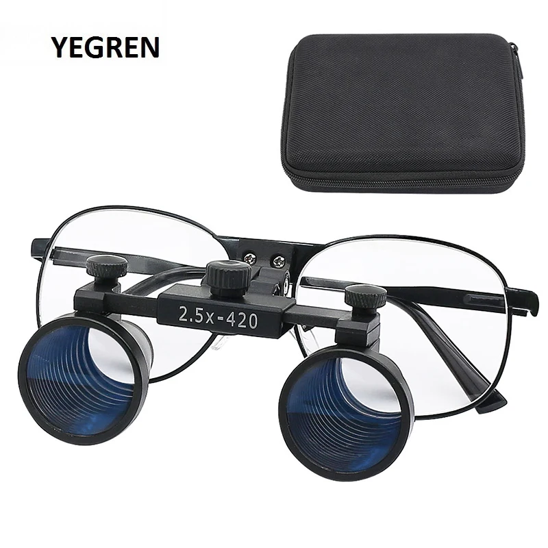 Depth View Surgery Dental Loupes with Ultra-lightweight Metal Eyeglasses 3.5X Binocular Magnifier Surgical Dentist Loupes