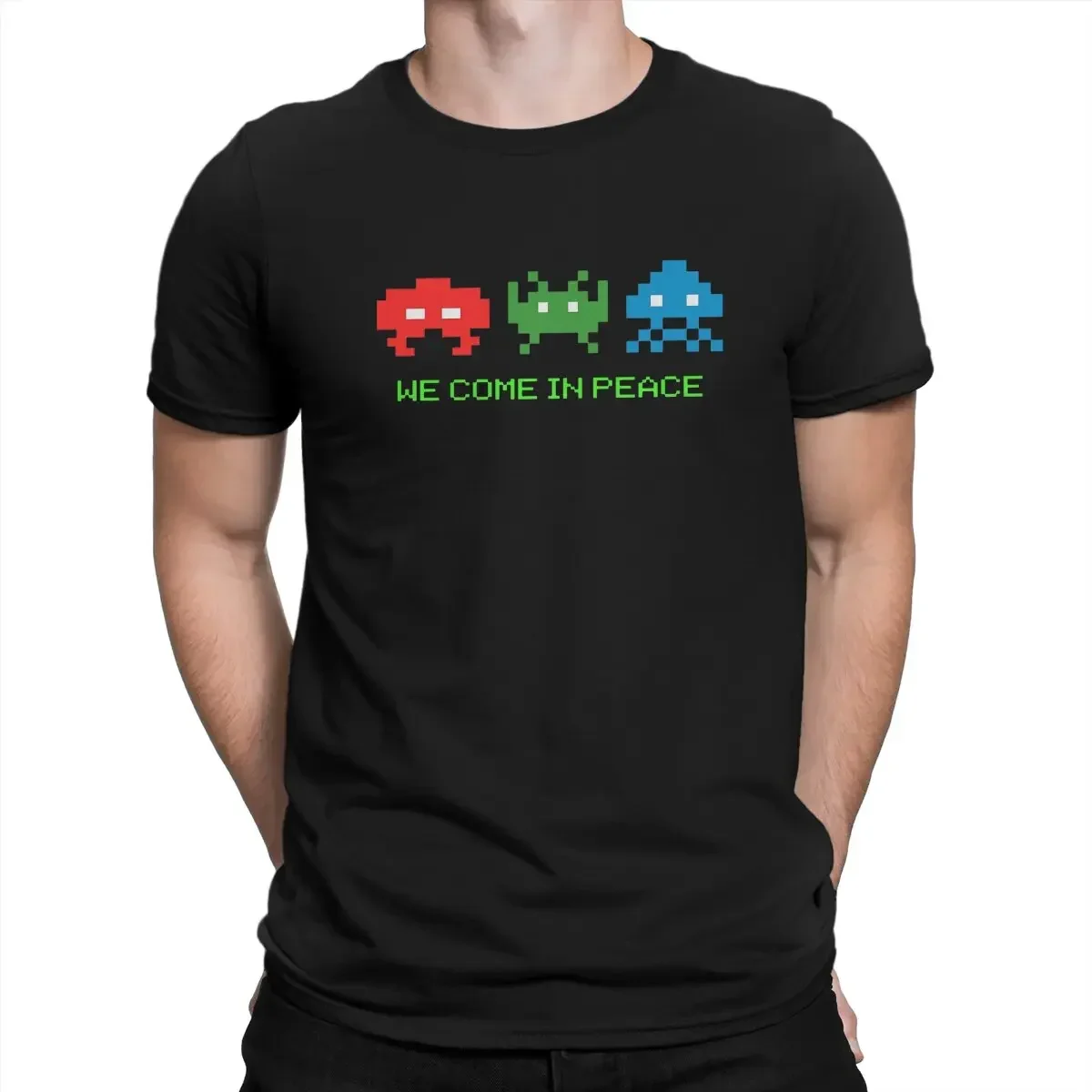 Space Invaders Shooting Video Game We Come In Peace - Colour Tshirt Homme Men's Clothing Blusas T Shirt For Men