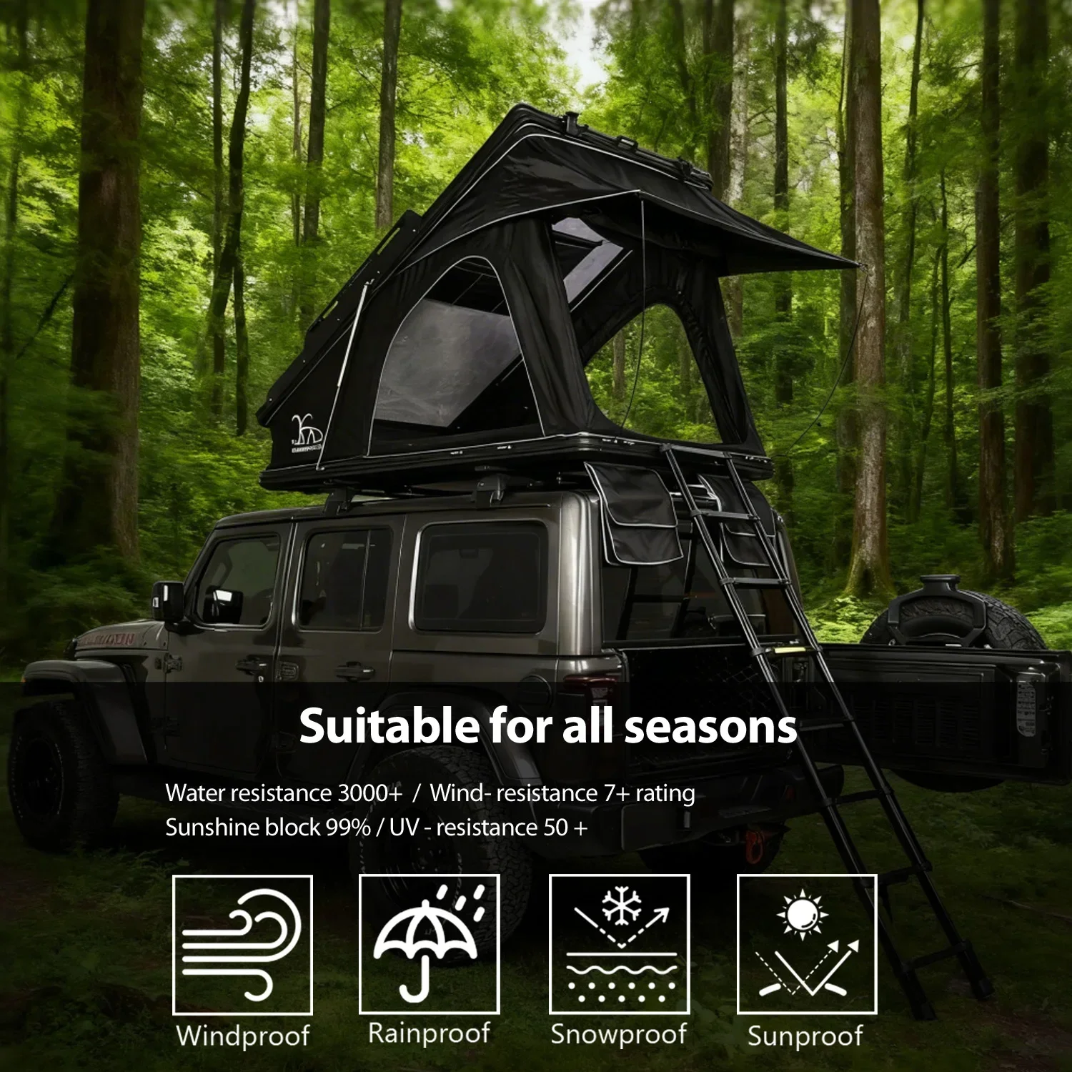 YOUNGHUNTER 4x4 الألومنيوم X على شكل إطار سقف علوي خيمة التخييم ماكس عالية تصميم مثلث للمغامرات في الهواء الطلق