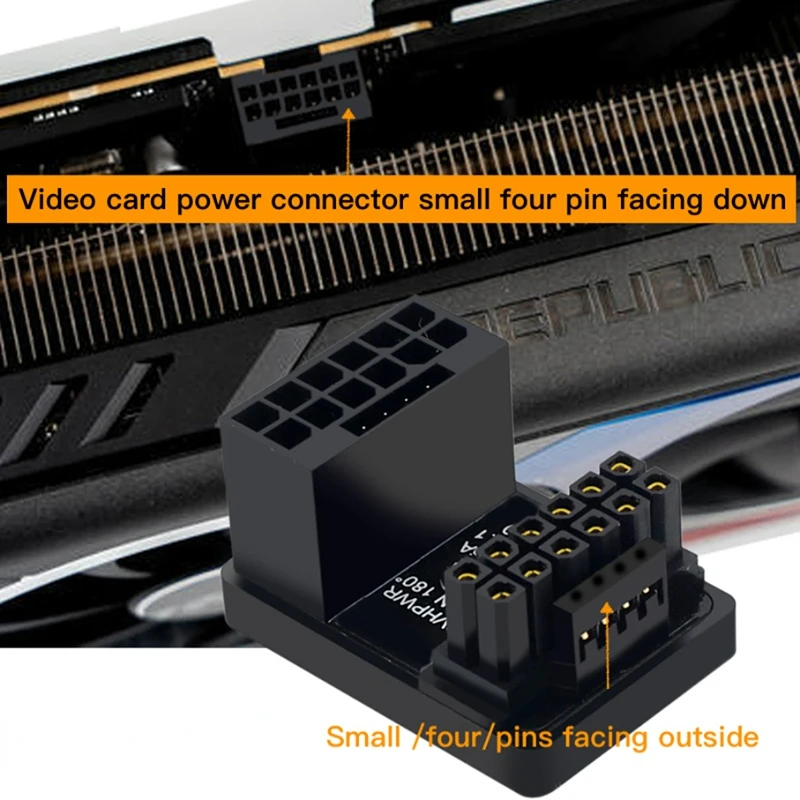 PCIe5.0 RTX4080/4090 بطاقة الرسومات ATX3.0 12VHPWR 600 واط امدادات الطاقة GPU 12 + 4 دبوس ذكر وأنثى 180 درجة بدوره موصل محول #4