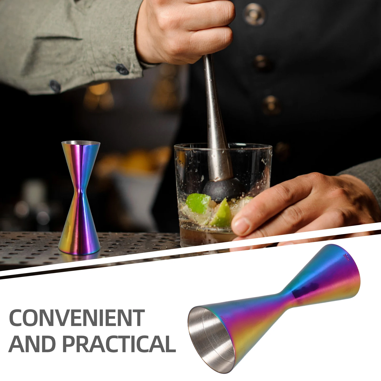 

Stainless Steel Dual Head Jigger 30ml 45ml Measuring Cup Cocktail Shaker Bar Accessories Bartending Supplies Seven Color Precise