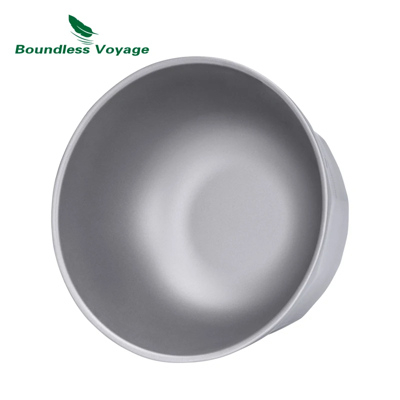 وعاء من التيتانيوم للتخييم بدون حدود بجدار مزدوج 500 مل/800 مل وعاء خفيف الوزن للتنزه في الهواء الطلق ومضاد للحرق #5