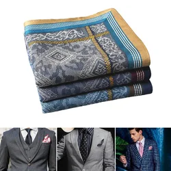 Men‘s Fashion Soft Fabric Square Handkerchiefs Vintage Pocket Towel Wedding Party Business Suits Hanky Classic Chest Scarf