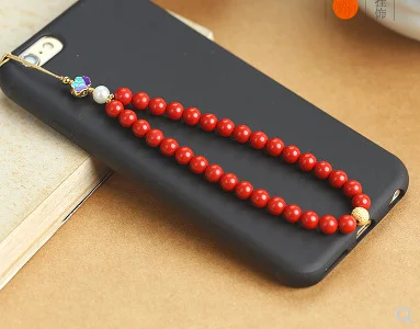

China red big red cinnabar mobile phone lanyard key chain lucky creative small gift