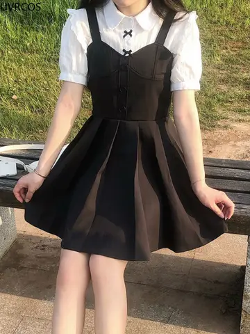 Kawaii Vit Lolita Spetsblus Dam Gotisk Preppy Stil Vintage Peter Pan Krage Kortärmad Skjorta Flicka Sommar Söt Topp Mujer 12 best sales vit lolitablus - №2