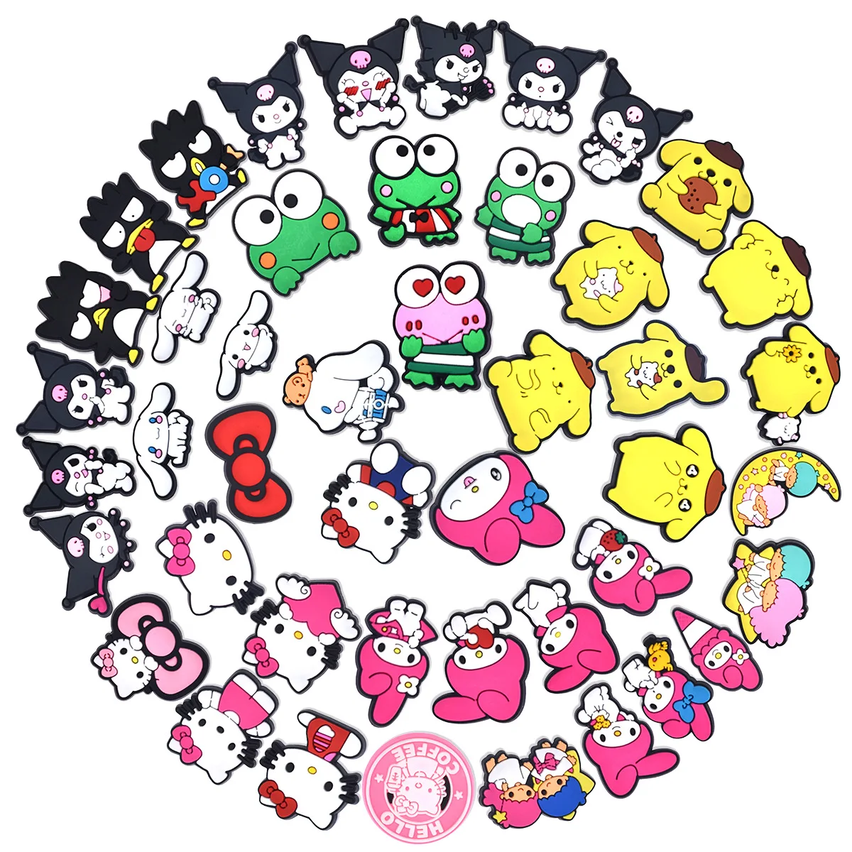 3/45PCS MESUCA Sanrio Hello Kitty Kuromi Shoe Charm PVC beach bag clog Wristband Decor Buckle Detachable Waterproof Party Gift